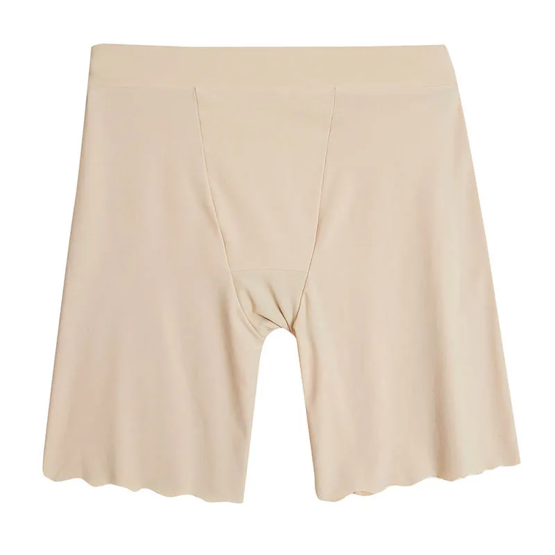 130Kg Plus Size Women's Summer High Stretch Wave Edge Underwear 5XL 6XL 7XL Anti-Slip Safety Short Pants Black Khaki