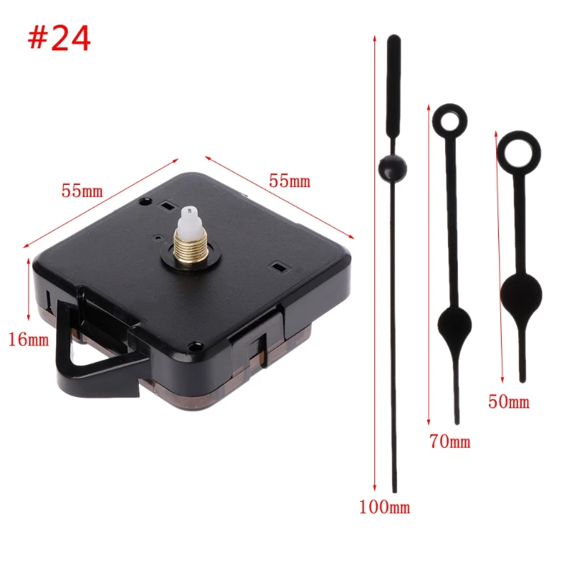 42 Styles Silent Large Wall Clock Quartz Clock Movement Mechanism Hands Wall Repair Tool Parts Silent Kit Set DIY Black Pointer