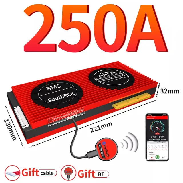 Smart BMS 4S LiFePo4 12V 24V 36V 48V 30A~500A Li-Ion LTO 3S 7S 8S 10S 12S 13S 16S 24S bms balance board bluetooth APP for solar 250A