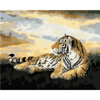 

Oil Painting By Number Tiger Animal On Canvas Frame Drawing By Number HandPainted DIY Kits Coloring Picutres Home Decoration Art
