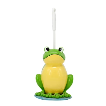 

Hotel Home Inn Plastic Toilet Brush Resin Base Cute Cartoon Lotus Leaf Frog Bathroom Cleaning Tools Strong Clean Brush Head