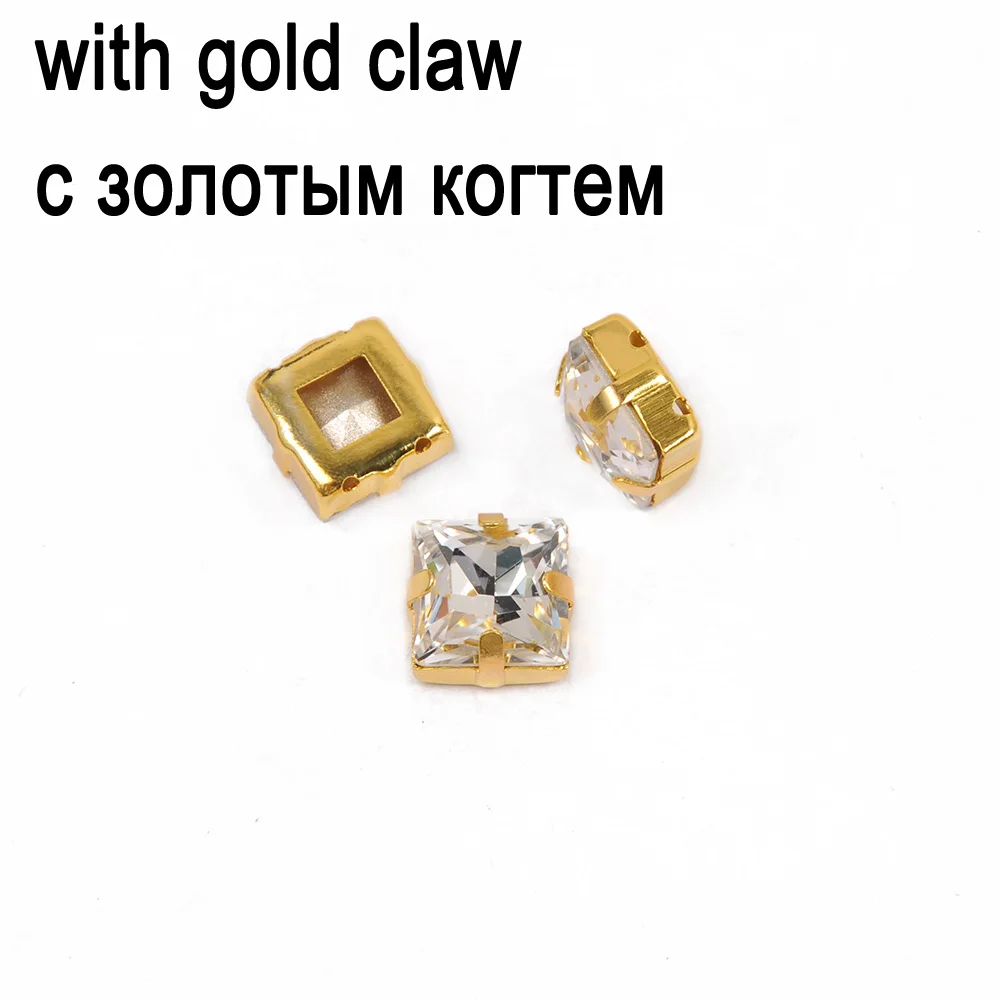 Alle Farben Kristall-Prinzessin Quadratische Glassteine zum Aufnähen, Strasssteine für Handarbeiten mit Krallen, DIY Kleidungszubehör, Diamanten – Detail 12