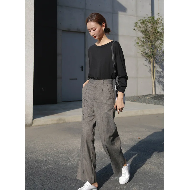 Vadiming vrouwen Broek 2019 Herfst en Winter Nieuwe Koreaanse vrouwen Losse Wijde Pijpen Broek Hoge Taille Wilde Mode casual Broek Vadiming vrouwen Broek 2019 Herfst en Winter Nieuwe Koreaanse vrouwen Losse Wijde Pijpen Broek Hoge Taille Wilde Mode casual Broek