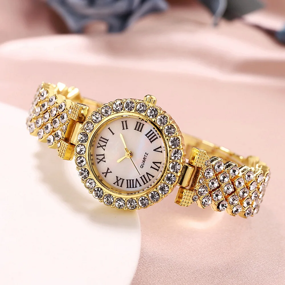 New stock Women Bracelet Watches Steel belt Love Steel belt Rhinestone Quartz Wrist Watch Luxury Fashion