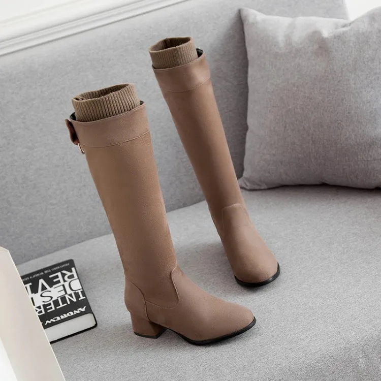 

Big Size 9 10 11 12 boots women woman winter boots women women shoes botas Bow diamond pendant knit stitching