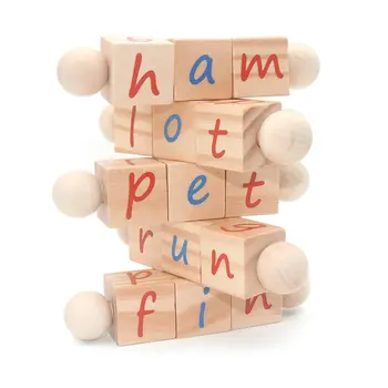 

Reading Block and Cards Set Kids Wooden Spelling Word Game Alphabet Cube Toy Spelling Teaching Aids Building Blocks + Cards