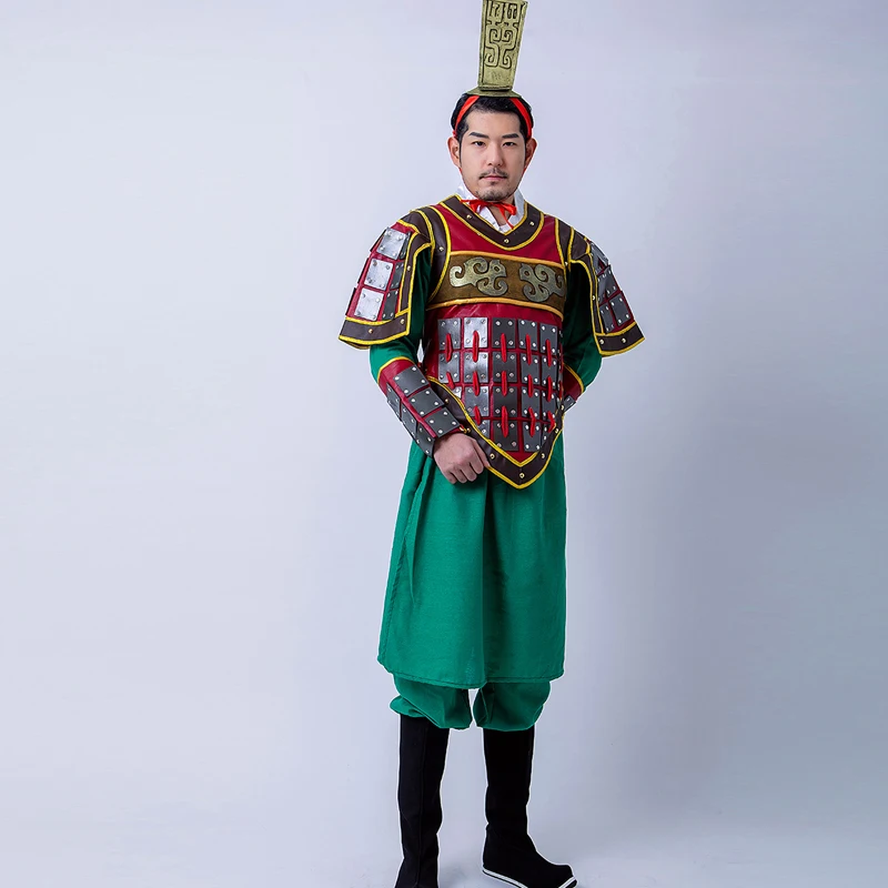 

The Terracota Warriors Costumes For Men Qing Dynasty General Soldier Armor Costumes High Quality Ancient Warrior Cosplay