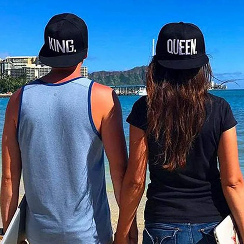 2 шт., бейсбольная кепка KING QUEEN, Snapback, для мужчин и женщин, козырек, кепка s Dad Bone, белая, черная, для влюбленных, в стиле хип-хоп, Спортивная Кепка, кепки