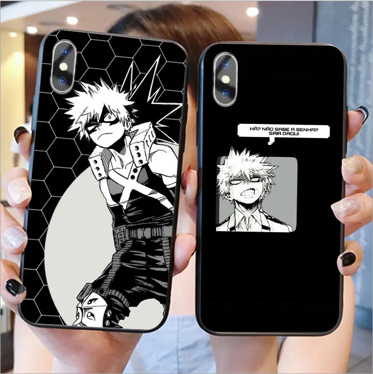 Мягкий силиконовый чехол для iPhone X XS MAX XR Anime My Hero academic 11 Pro 6 6S 7 8 Plus черный телефона |