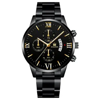 

Luxury Black Wristwatch For Men Stainless Steel Analog Quartz Date Watches Fashion Business Military Sport Watch Reloj Hombre