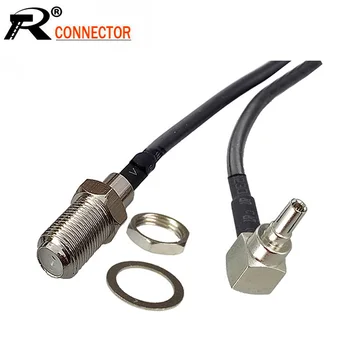 

100ppcs/lot RF Pigtail Cable F to CRC9 connector F female to CRC9 right angle male plug crimp RG174 Pigtail cable 15cm