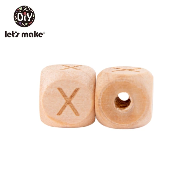Let'S Make Wooden Beads For Rattles 500Pc Square Beech Wood Alphat English Letter Beads Baby Toys Diy Handmaking Wooden Teether X