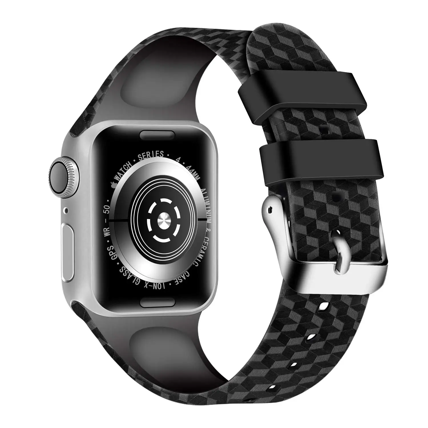 Силиконовый ремешок для Apple watch 44 мм 40 мм iwatch 5 4 3 2 ремешок 38 мм 42 мм 3D текстура спортивный ремешок для часов аксессуары для браслетов