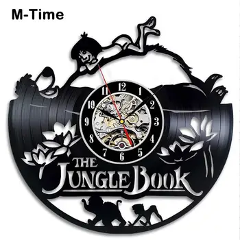 

Modern Design The Jungle Book Wall Clock Cartoon 3D Decoration Vinyl Record Clocks with 7 Color Change LED Wall Watch Home Deco