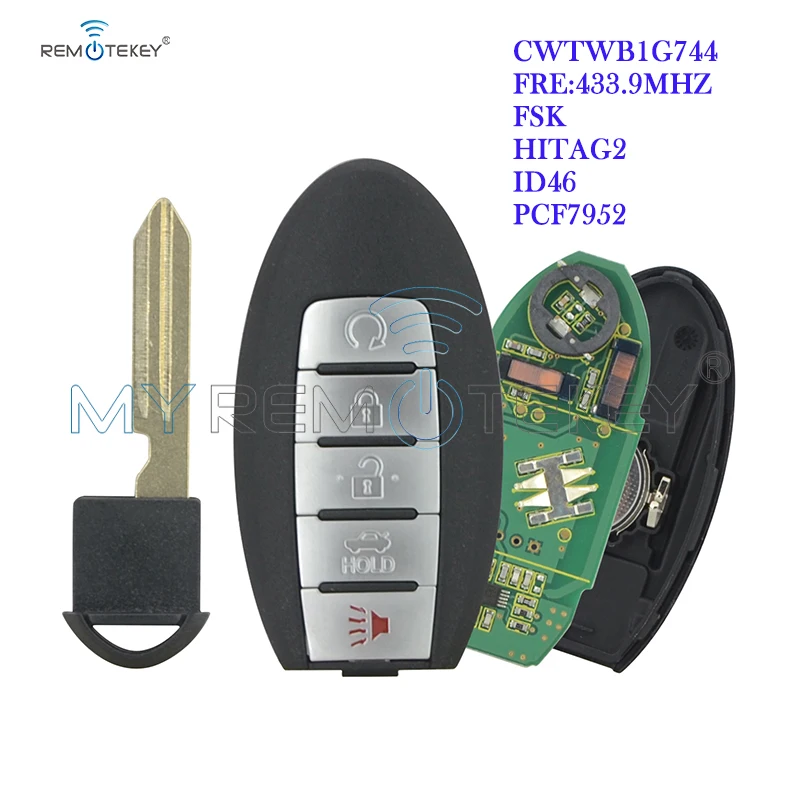 Remtekey CWTWB1G744 5 Button 433mhz ID46 Chip For Nissan Armada Infiniti QX56 QX80 2013 2014 2015 2016 2017 2018 Smart Car Key remtekey s180144005 kr5s180144014 smart car key for nissan pathfinder 2013 2014 2015 3 button 433mhz 47 chip car key