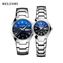 Часы для влюбленных, Роскошные Кварцевые наручные часы для мужчин и женщин, часы Belushi с двойным календарем, стальные парные часы Relogios Masculino