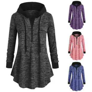 

sudadera mujer Women Autumn Hooded Long Sleeve Elegant Office Work Space dyeing Blouse Casual Femme Blusas Mujer 10.23