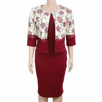 

Two Pieces Set Get Elegant African Office Lady Printed Jas Game Dresses Plus Size Dresses For Women