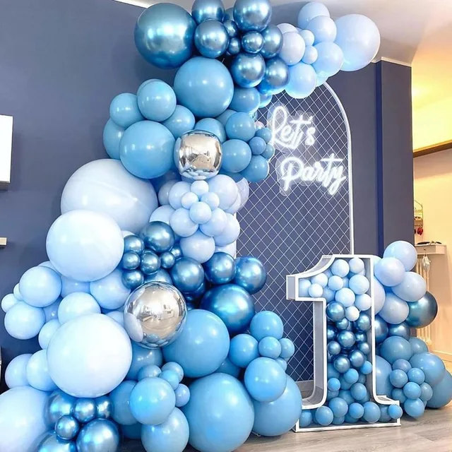 Blue Silver Macaron Birthday Balloon Garland Arch Kit Wedding Birthday Balloons Decoration Party Balloons For Kids Baby Shower 3