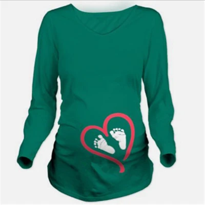 Long sleeve green Одежда для беременных; Новинка; футболка с длинными рукавами для беременных; повседневная одежда для беременных; Одежда для беременных женщин; платье для беременных - Цвет: Long sleeve green