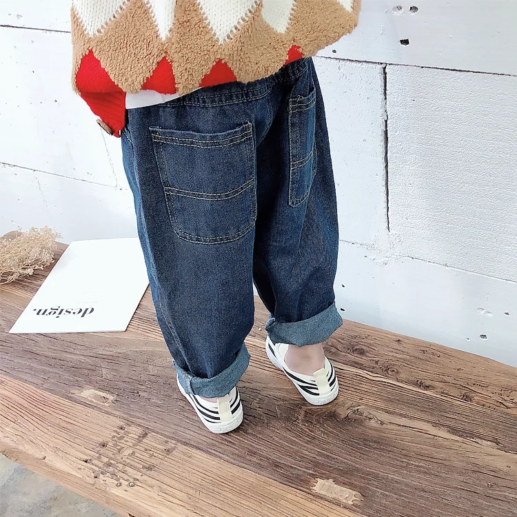 Childrenswear 19 Spring New Style Korean-style Men And Women Children Versatile Cowboy Baggy Pants Loose Casual Big Pp Pants