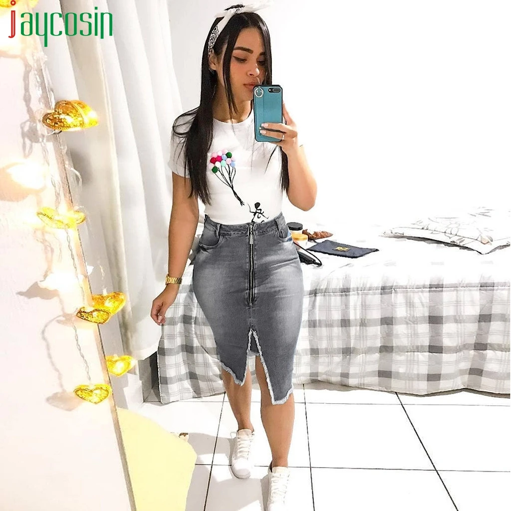 Женская джинсовая юбка на молнии, высокая талия, тонкий карман, Повседневная мода, женская уличная стильная юбка, Женская юбка размера плюс вечерние юбки