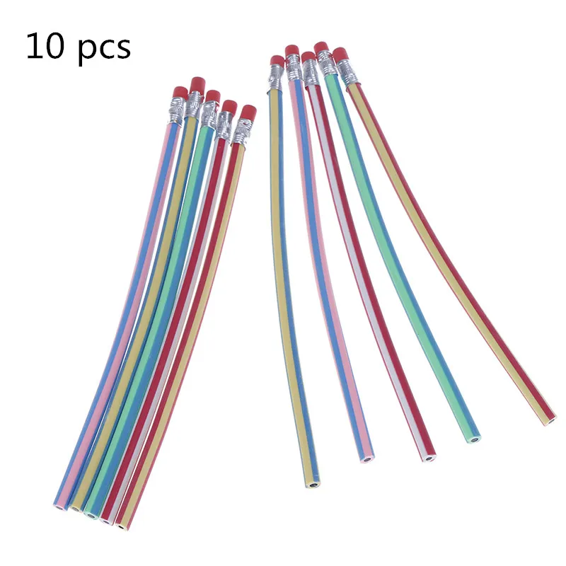 

10pcs/lot Flexible Soft Bendy Pencil With Eraser For Student Kids Writing School Stationery Fun Bend Soft Pencil