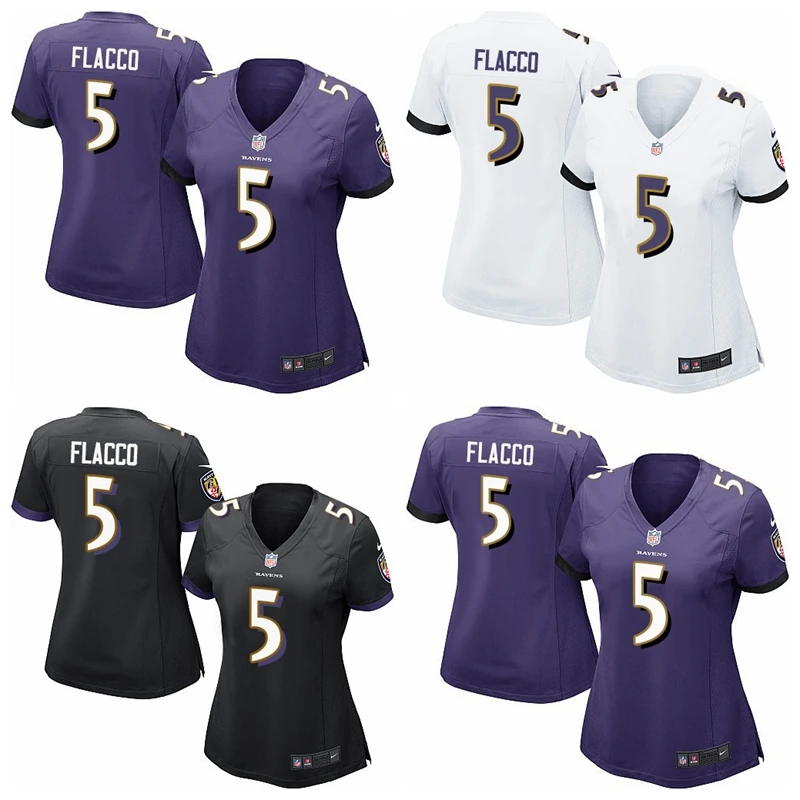 Stitiched, Baltimore#5 Joe Flacco для женщин Джерси
