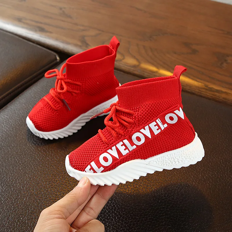 

Size 21-25 Children's Sports Shoes Boys And Girls Spring Autumn New Flying Woven Breathable Sneakers Kids Non-slip Fashion Boots