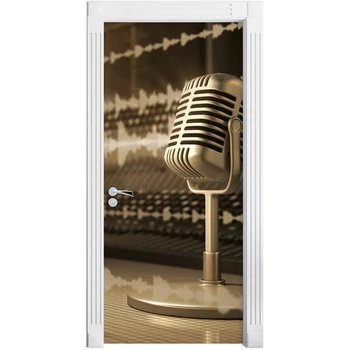 

Self Adhesive 3D Microphone Cool Wallpapers Renovation DIY PVC Stickers Door Waterproof Home Decoration Decal Print Art Picture