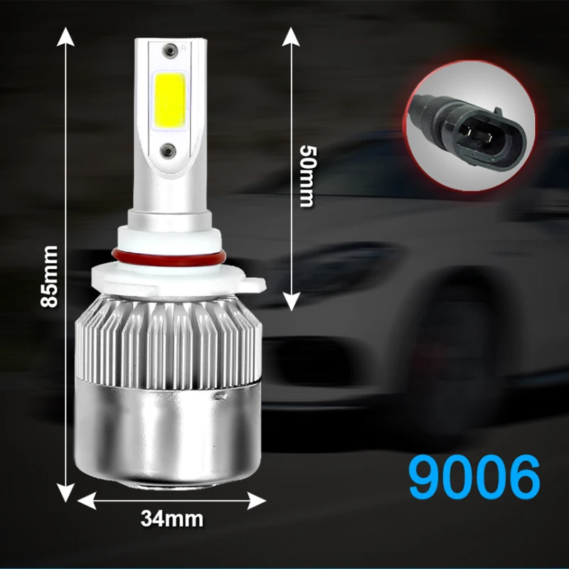 10 шт. 72 Вт COB H7 H1 H4 H3 H11 H8 H9 9005 9006 9007 9012 880 C6 Фары Светильник Золотой автомобилей головной светильник лампы 6000K Светодиодные лампы 12V 24V