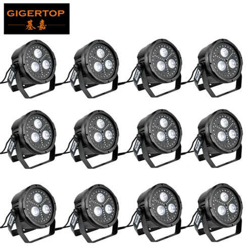 TIPTOP 2 эффект красочный плоский светодиодный Par Светильник 3x18 Вт RGBWA+ УФ 6in1 светодиодный со 45 шт 0,5 W RGB SMD СВЕТОДИОДНЫЙ DMX512 Управление 12/19CH TP-P17A - Цвет: 12