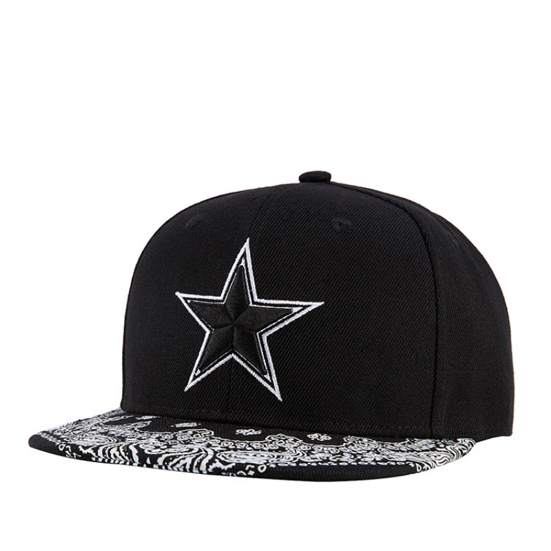 

Fashion Pentagonal Star Baseball Cap for Men Women Hip Hop Rap Hat Black