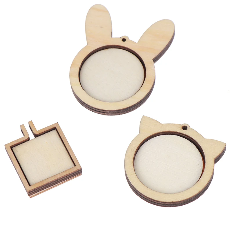 1 Set Hot Sale Mini Wooden Cross weave Hoop Ring Embroidery Circle Sewing Kit Frame Craft