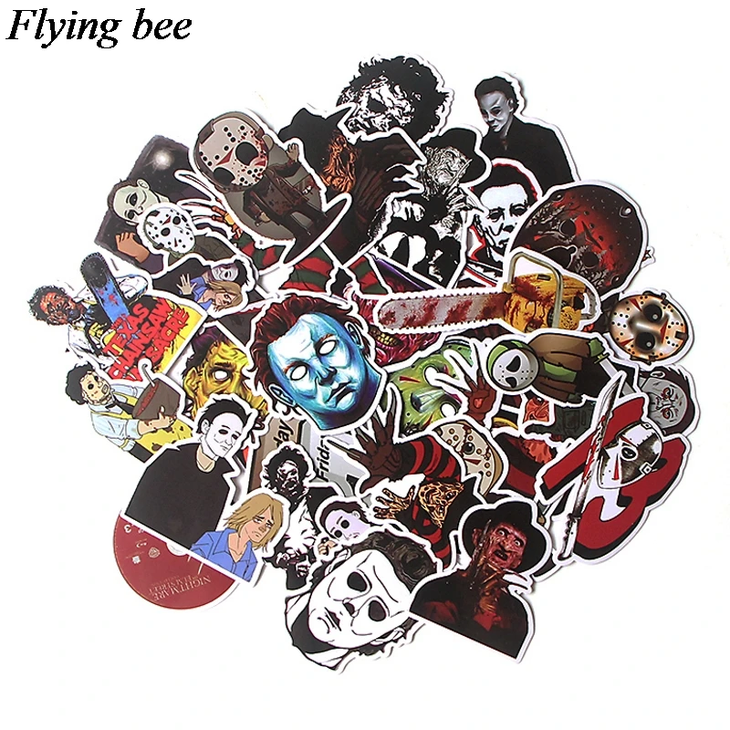 Flyingbee 37 шт. серии ужасов водостойкие наклейки для автомобиля багажа ноутбука