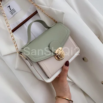 

color Contrast Leather Crossbody Bags For Women 2019 Travel Handbag Fashion Simple Shoulder Messenger Bag Ladies Cross Body Bag