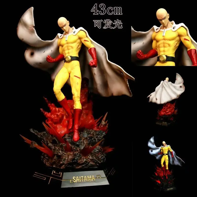 

Anime One Punch Man Saitama Led Light PVC ActIon Figure Japanese Anime Model Collectible Statue Toy Doll Gifts 43cm