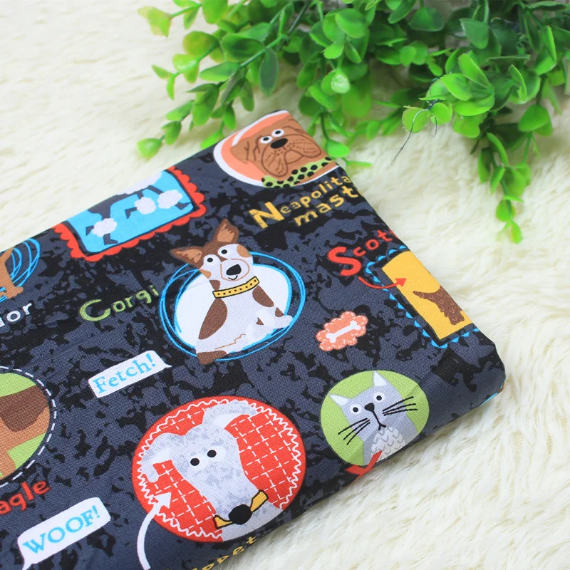 

Cute Cat/Dog Printed Cotton Plain Fabric Childish Style Cartoon Animal Pure Cotton Plain Fabric DIY Sewing Quilting Cotton Cloth