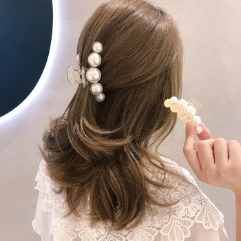 

1 Pcs Small and Big Resin Hair Claw Clips Imitation Pearl Hair Clamp Hair Jaw Clips Haridressing Hair Clips