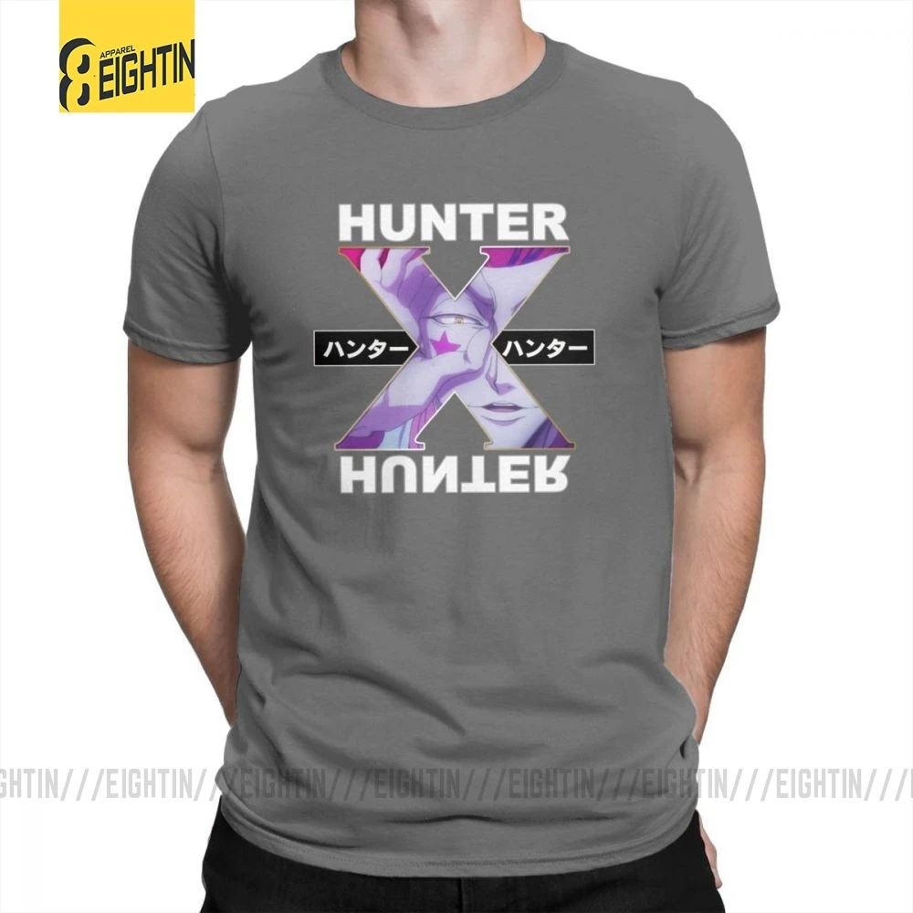 Hunter X Hunter футболки Hisoka очищенные хлопковые футболки с круглым воротником классические уличные футболки с коротким рукавом мужские комиксы плюс - Цвет: Темно-серый