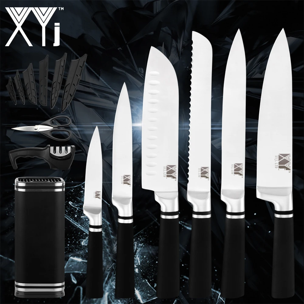 XYj 9 шт. набор ножей из нержавеющей стали для приготовления пищи Бесплатная крышка