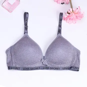 

Thin 3/4 Cup B Cup Bralette Letter Print Wire Free Bra Women Push Up Bow Female Padded Triangle Underwear