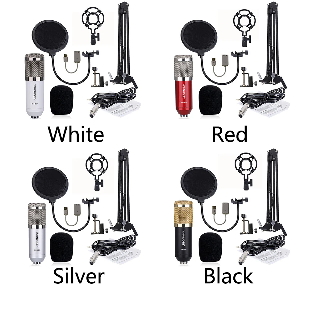 BM800 Microphone Set Studio Recording Adjustable Wired Stage Broadcasting Professional Public Speaking Lecture Condenser Loud
