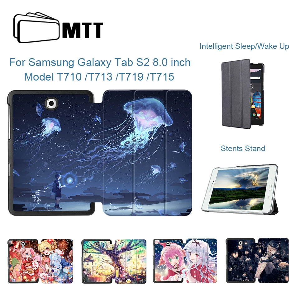 MTT для samsung Galaxy Tab S2 8," чехол SM-T710 T715 T713 T719 мультяшный аниме девушка из искусственной кожи флип-стенд смарт-чехол для планшета