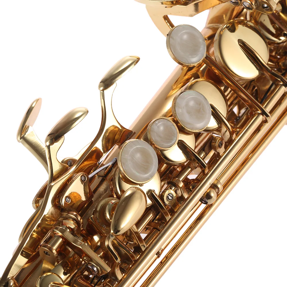 Saxophone Musical Instrument Brass Straight Soprano Bb BFlat Woodwind Natural Shell Key Carve Pattern Carrying Case Sax Accessories