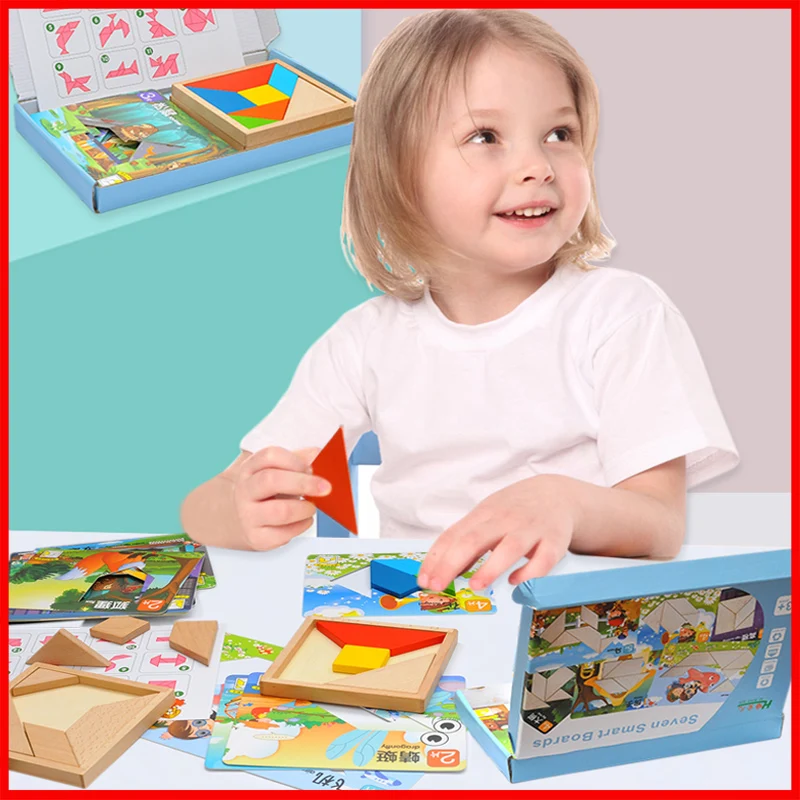 

brain teaser children educational logical game toy Toy innovation puzzle intelligence test creative tangram puzzle crude wood