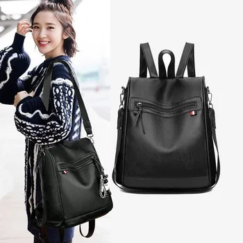 

Women's PU leather backpack Fashion School Backpacks Large Capacity Female's Travel Bag Mochila Female Backpack