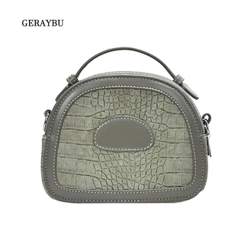 

Women Shoulder Bag Crocodile Pattern New Female Handbag Round Youth Fashion Chain Bags PU Leather Green