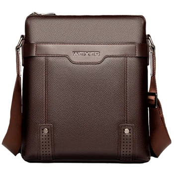 

Weixier Men Messenger Bags Pu Leather Shoulder Crossbody Bag Men Handbag Male Small Bags Briefcase (Brown)