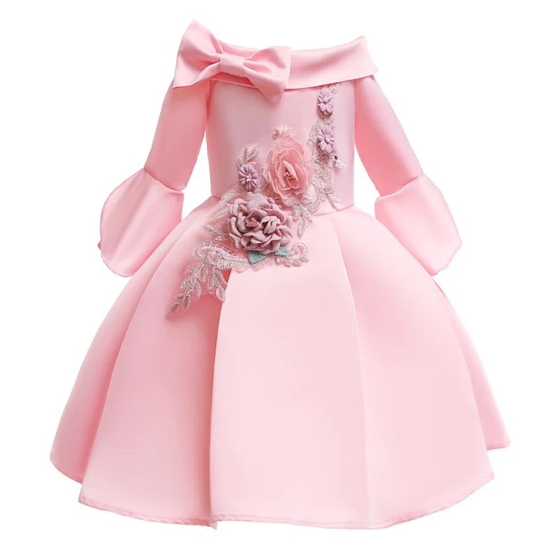 Платье для девочек; рождественские детские платья для девочек; вечерние и элегантные платья принцессы для девочек; свадебное платье; одежда для детей - Цвет: Pink